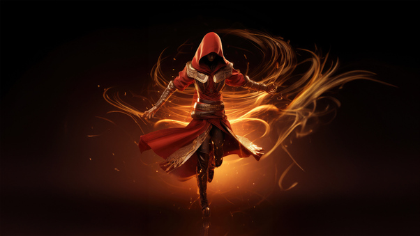 Assassin Girl Ignites The Night With Flames HD Wallpaper