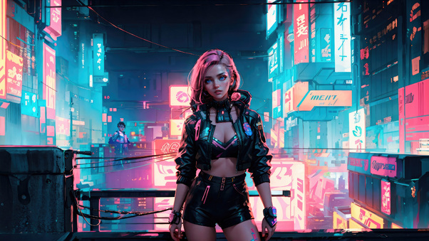 Pink Hair Edge Runner Girl HD Wallpaper