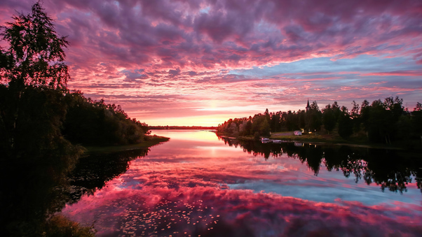 Purple Fire In The Finnish Sky HD Wallpaper